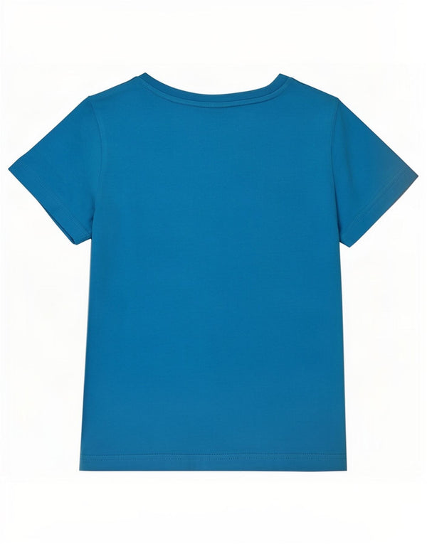 T-shirt grafica da bambino Puma Top 7-8 anni in cotone blu