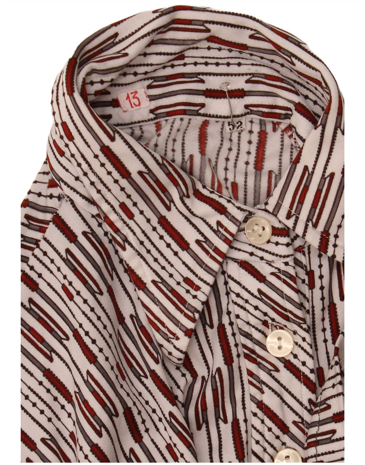 Camicia pullover a maniche corte da donna vintage UK 14 grandi righe bianche