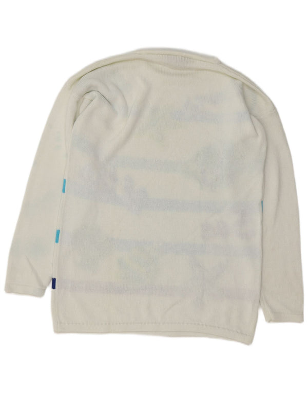Maglione girocollo grafico da donna VINTAGE EU 40 a righe bianche medie