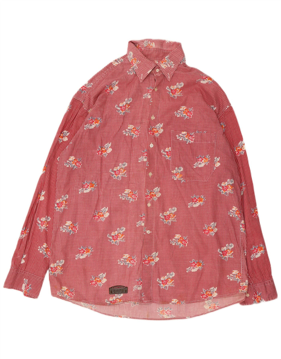 Camicia da uomo Chesterfield XL in cotone floreale rosso