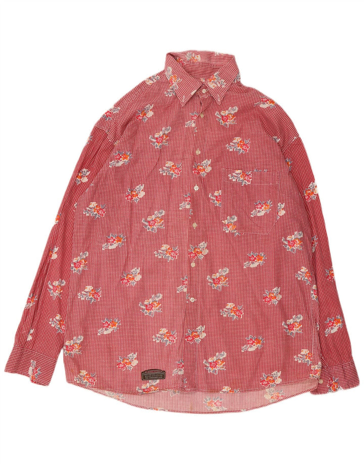 Camicia da uomo Chesterfield XL in cotone floreale rosso
