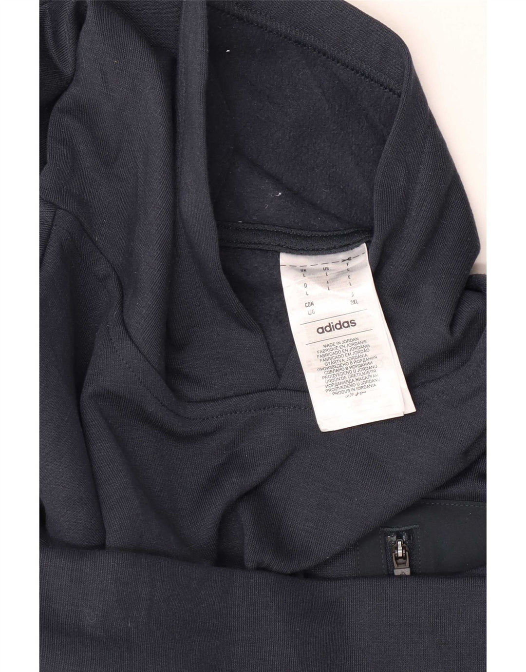 Felpa con cappuccio da uomo Adidas Large in poliestere blu navy