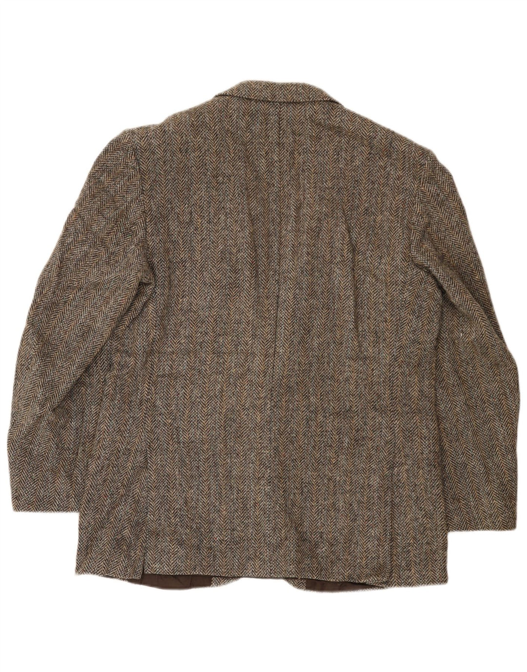 Giacca blazer da uomo a 2 bottoni Harris Tweed UK 40 grande lana a spina di pesce marrone