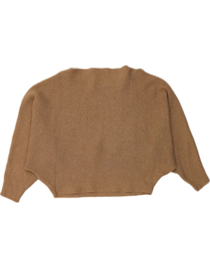 ZARA Womens Crop 3/4 Sleeve Blouse Top UK 14 Medium Brown Viscose Vintage Zara and Second-Hand Zara from Messina Hembry 