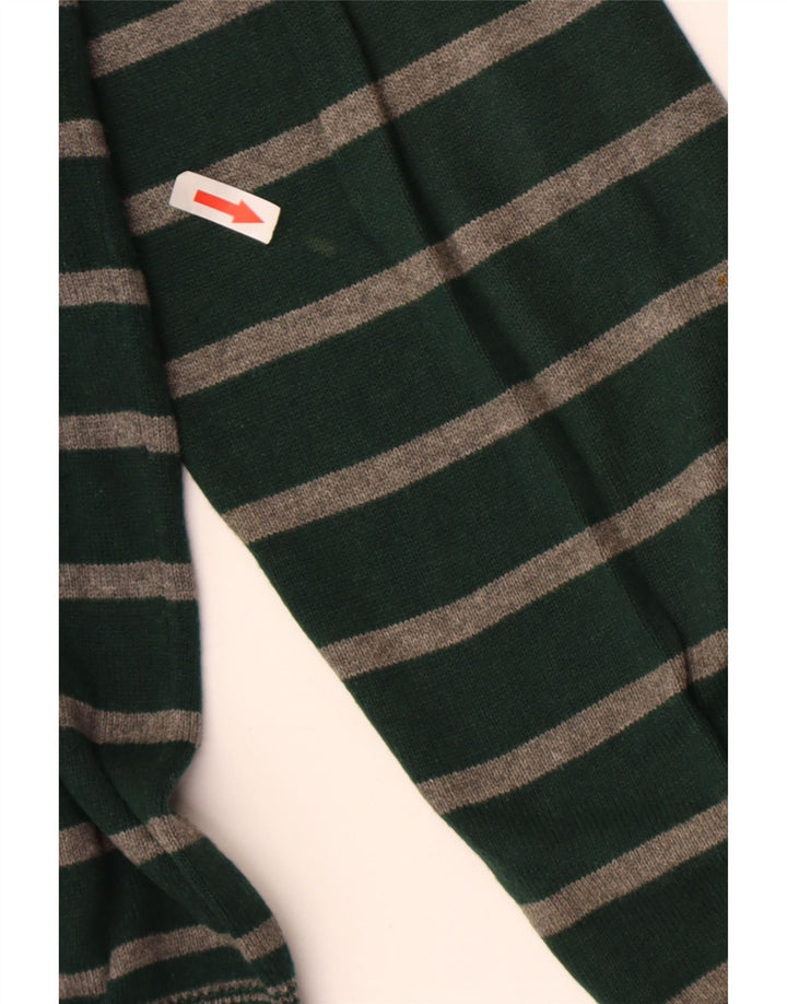 Massimo Dutti Maglione da uomo con zip e collo in cotone a righe grandi verdi