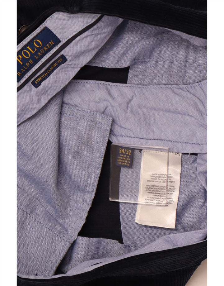 POLO RALPH LAUREN Pantaloni da uomo in velluto a coste dalla vestibilità classica W34 L32 Blu navy
