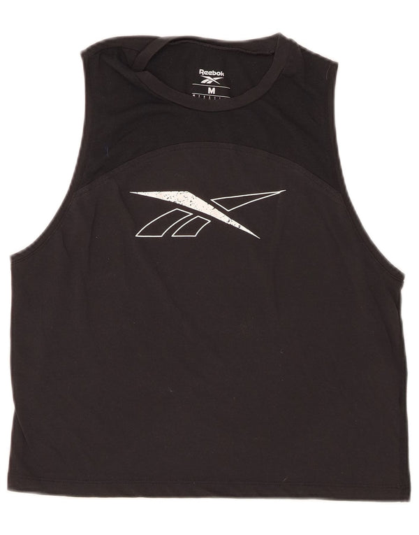 Canotta grafica da donna Reebok Top UK 12/14 Medium Nero Poliestere