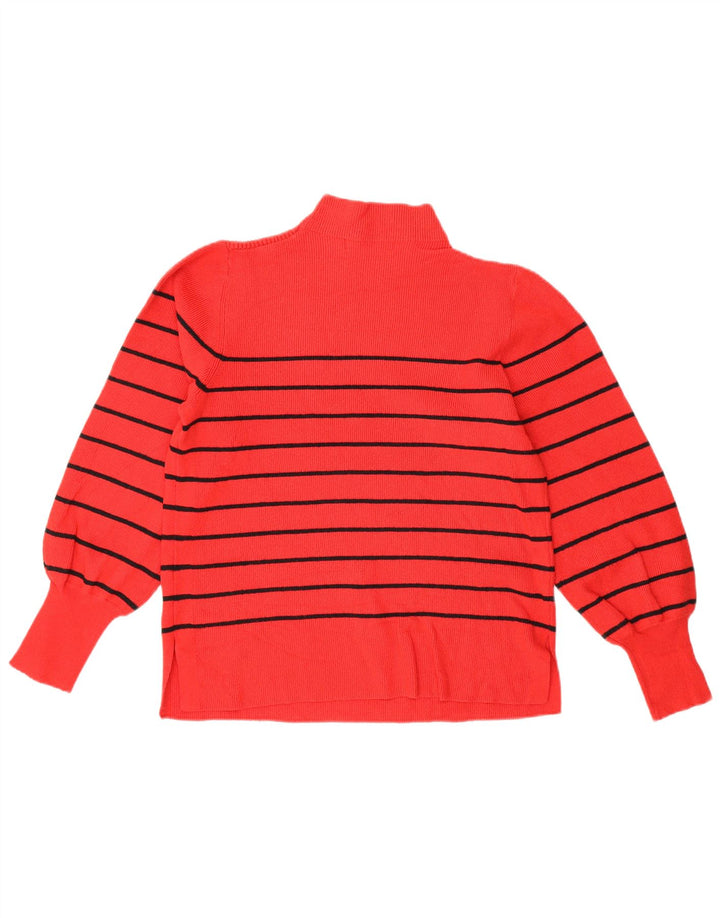 Maglione maglione a collo alto da donna Marks & Spencer UK 14 a righe rosse medie