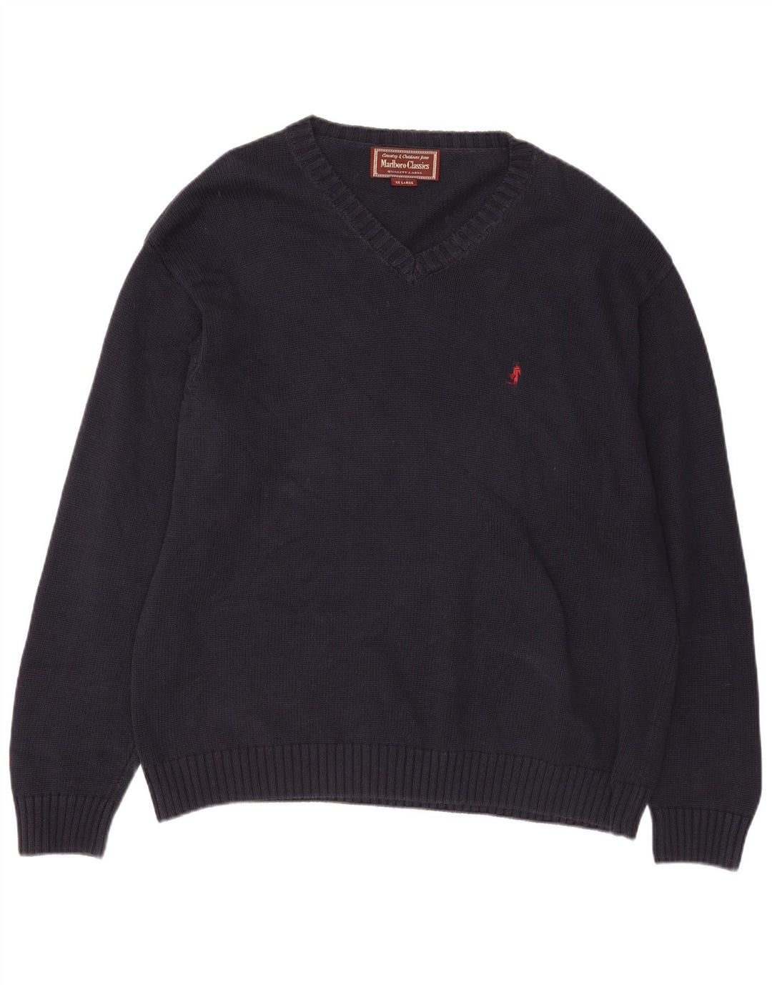 Maglione maglione con scollo a V da uomo Marlboro Classics 2XL Blu navy