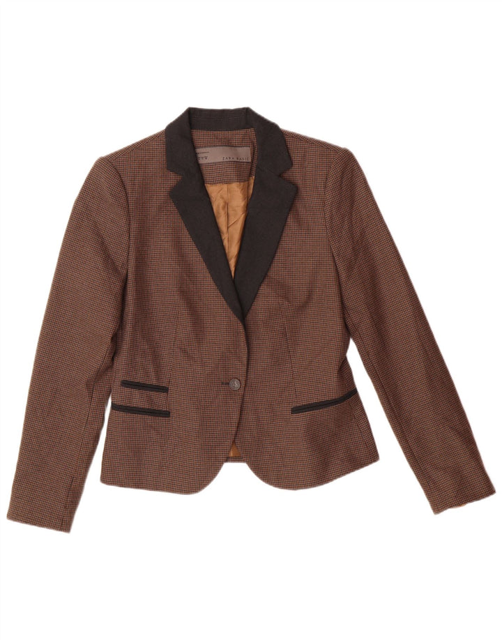 Giacca blazer basic da donna Zara UK 12 classica pied de poule marrone medio
