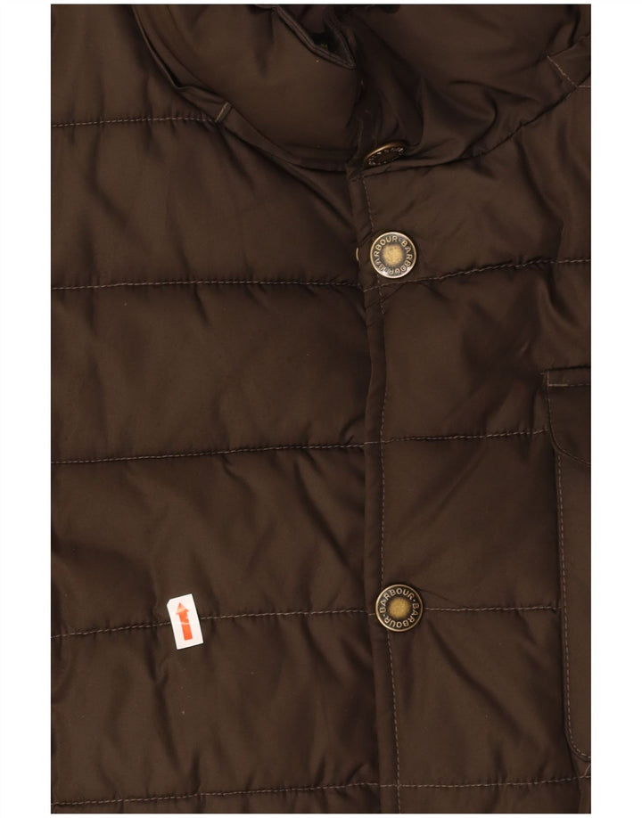 BARBOUR Giacca imbottita da uomo UK 36 Small Marrone Poliestere