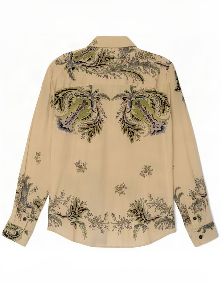 Camicia da donna Sfarzo UK 14 Seta floreale beige medio