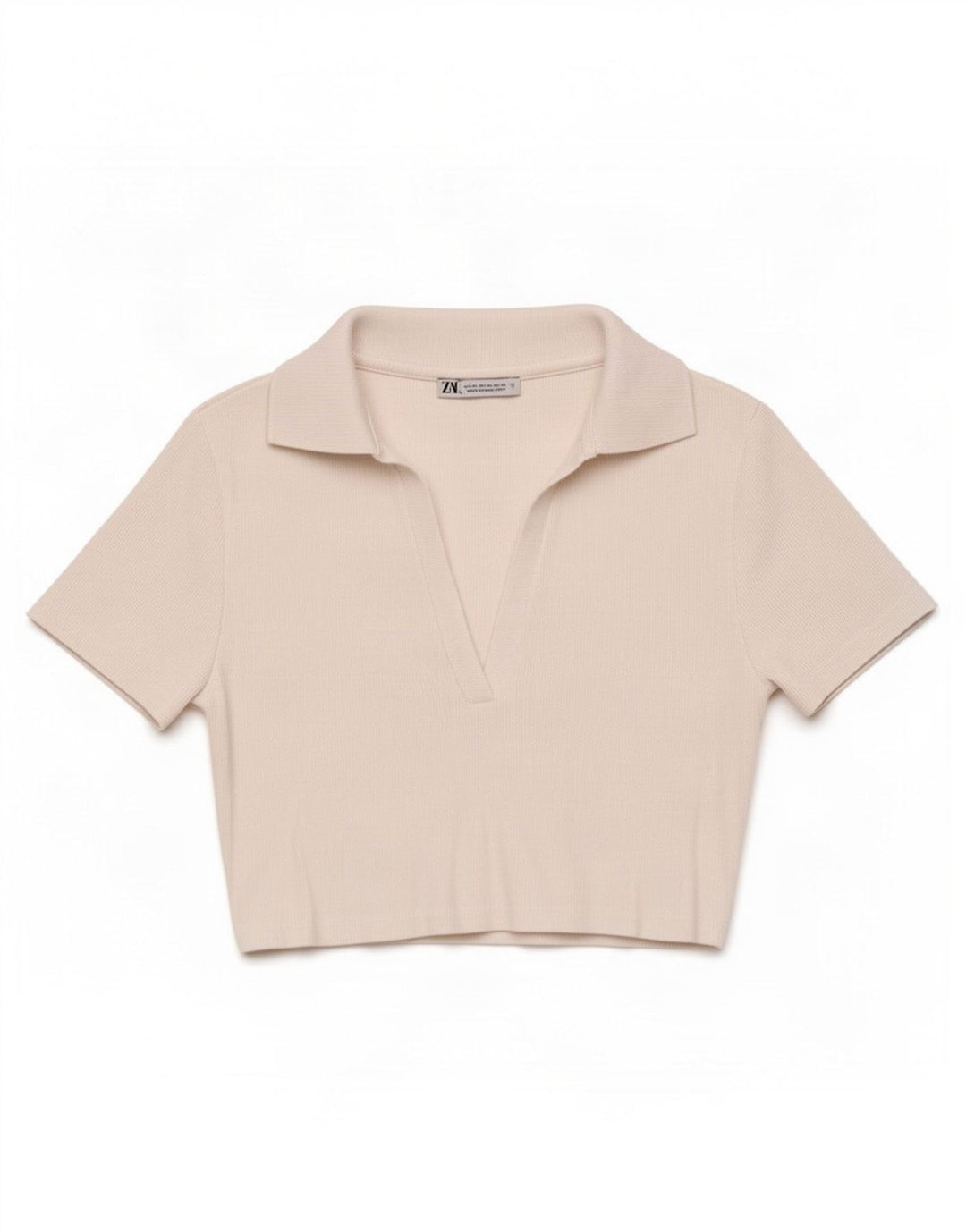 Polo corta da donna Zara UK 12 bianca media