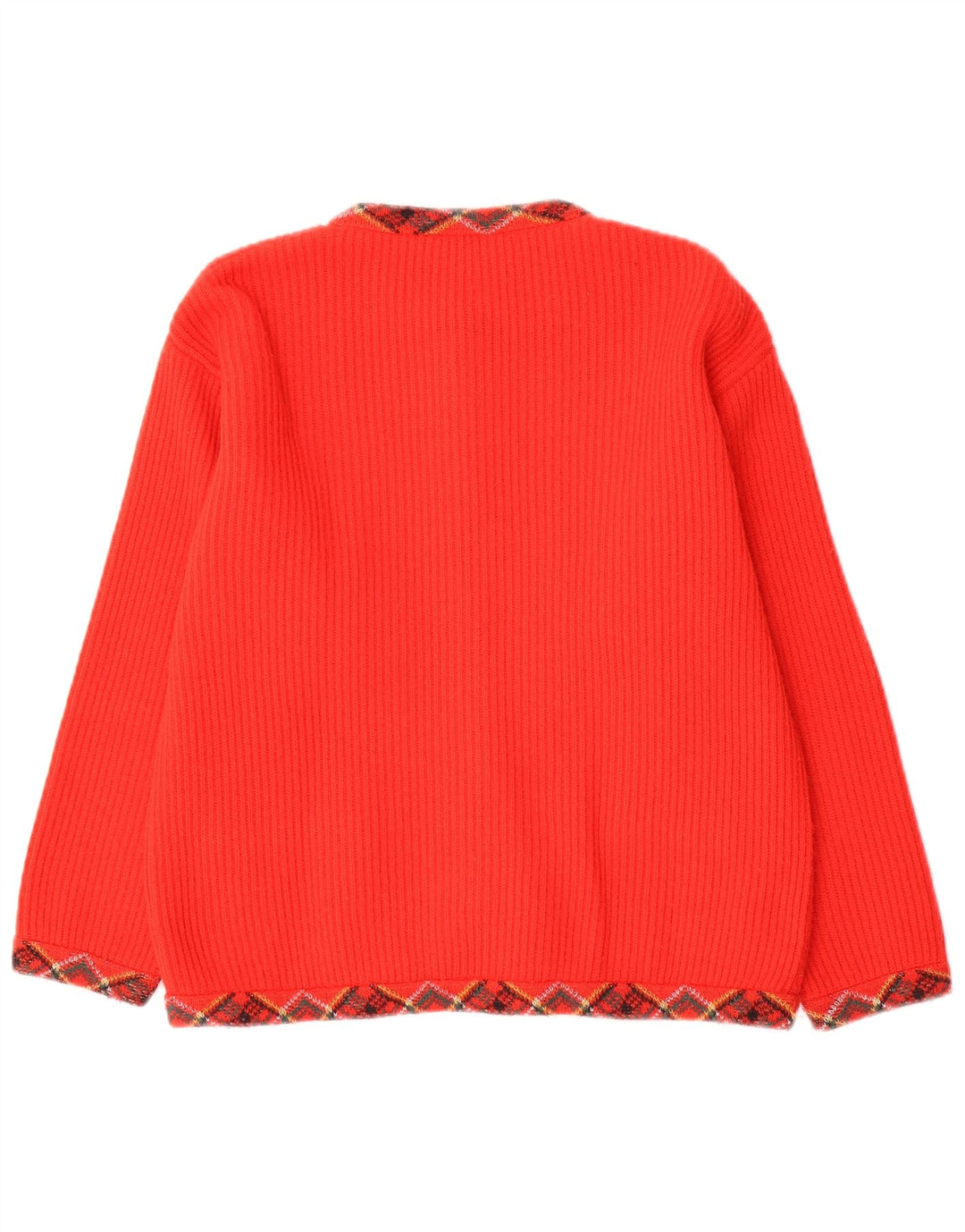 Maglione cardigan da donna vintage UK 12 Lana a rombi/diamante rosso medio