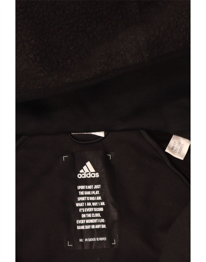 Giacca in pile con cappuccio da uomo ADIDAS UK 38 media nera