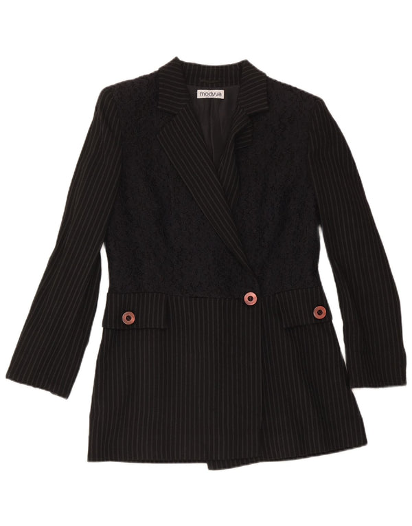 Giacca blazer a 1 bottone da donna Modyva IT 42 lana media a righe nere