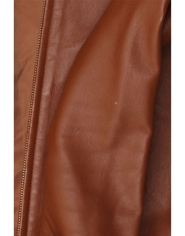 Giacca in pelle vintage da donna UK 12 Marrone medio
