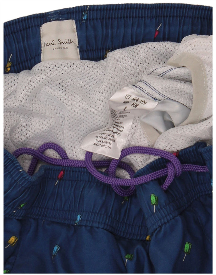 Paul Smith Pantaloncini da bagno da uomo con motivo astratto, grandi, in poliestere blu navy