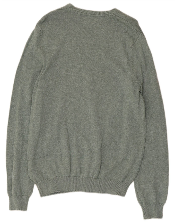 MARKS & SPENCER Maglione da uomo con scollo a V in cotone screziato verde medio