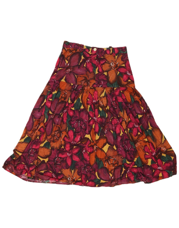 Gonna a trapezio da donna vintage IT 42 media W26 floreale multicolore