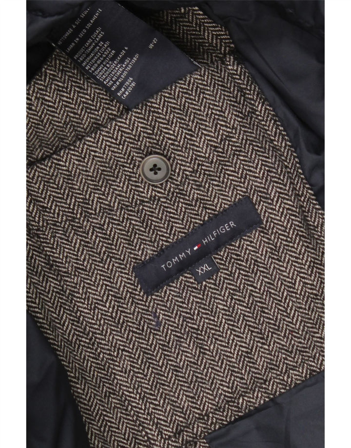 Giacca imbottita da uomo Tommy Hilfiger UK 44 2XL Lana a spina di pesce grigia