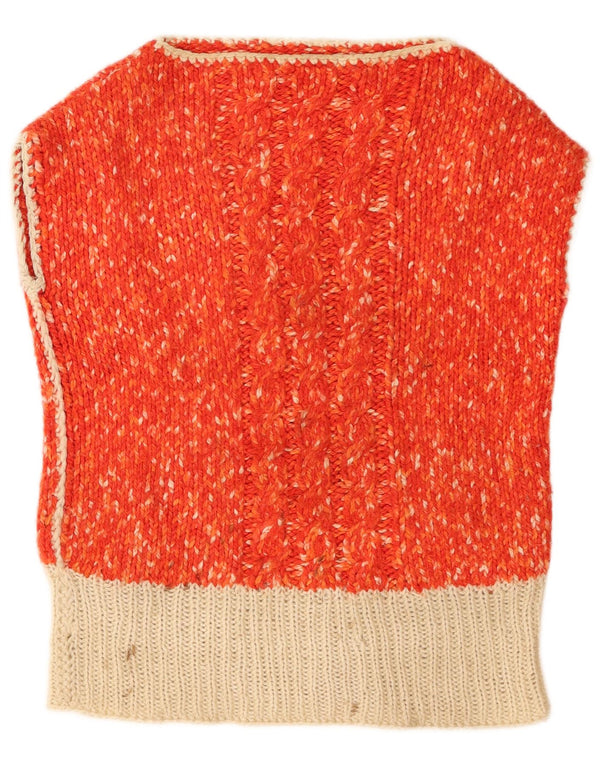 Canottiera vintage da donna UK 14 Large Orange Colourblock