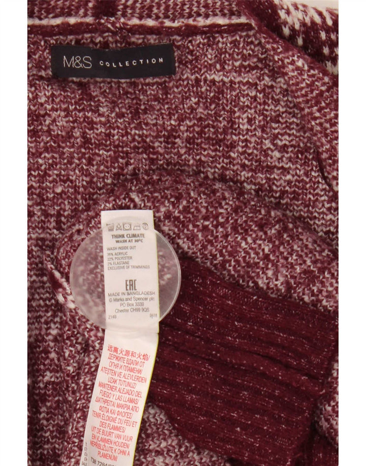 Maglione cardigan lungo da donna Marks & Spencer UK 12 Borgogna medio