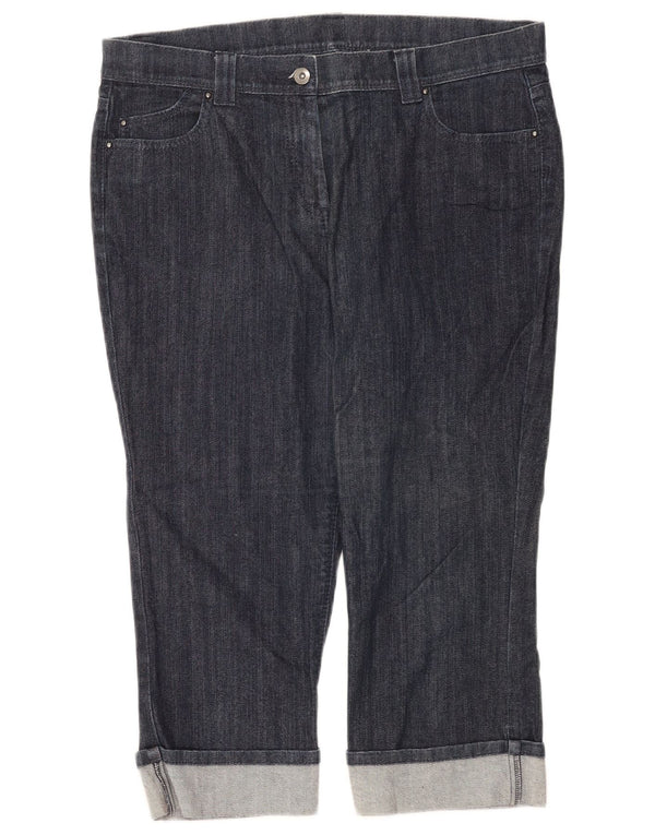 Marks & Spencer Womens Capri Jeans UK 16 Large W34 L20 Navy Blue Cotton