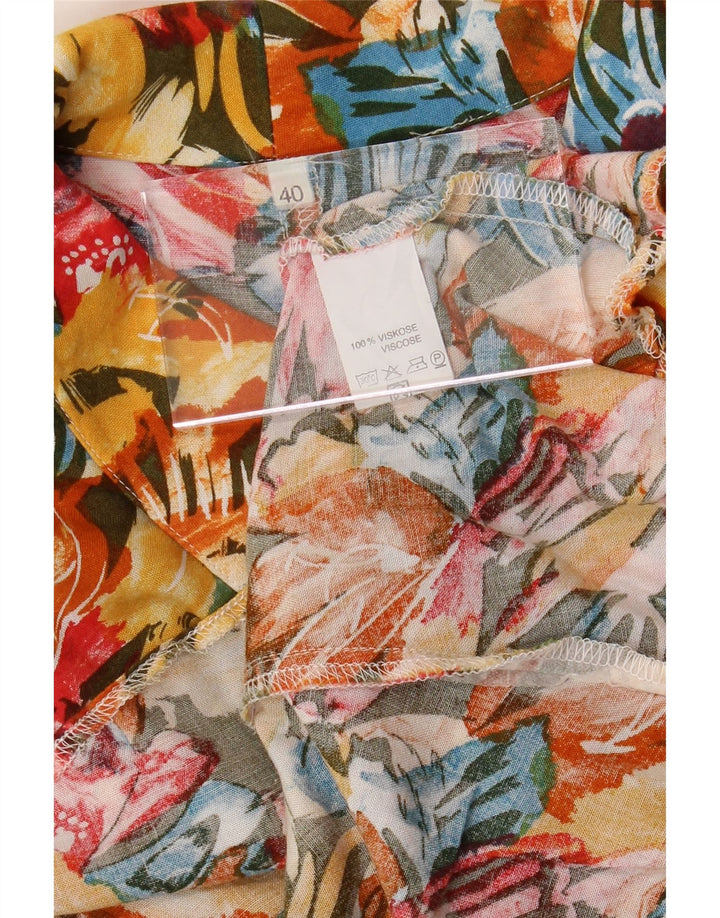 VINTAGE Womens 3/4 Sleeve Shirt Blouse EU 40 Medium Multicoloured Floral Vintage Vintage and Second-Hand Vintage from Messina Hembry 