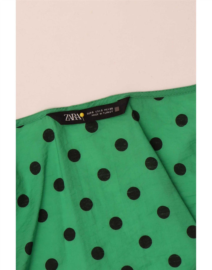 Camicetta a maniche lunghe da donna Zara UK 10 piccoli pois verdi