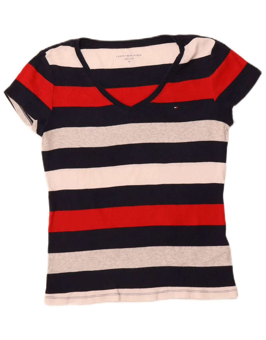 TOMMY HILFIGER T-shirt da donna Top UK 12 medio a righe multicolore