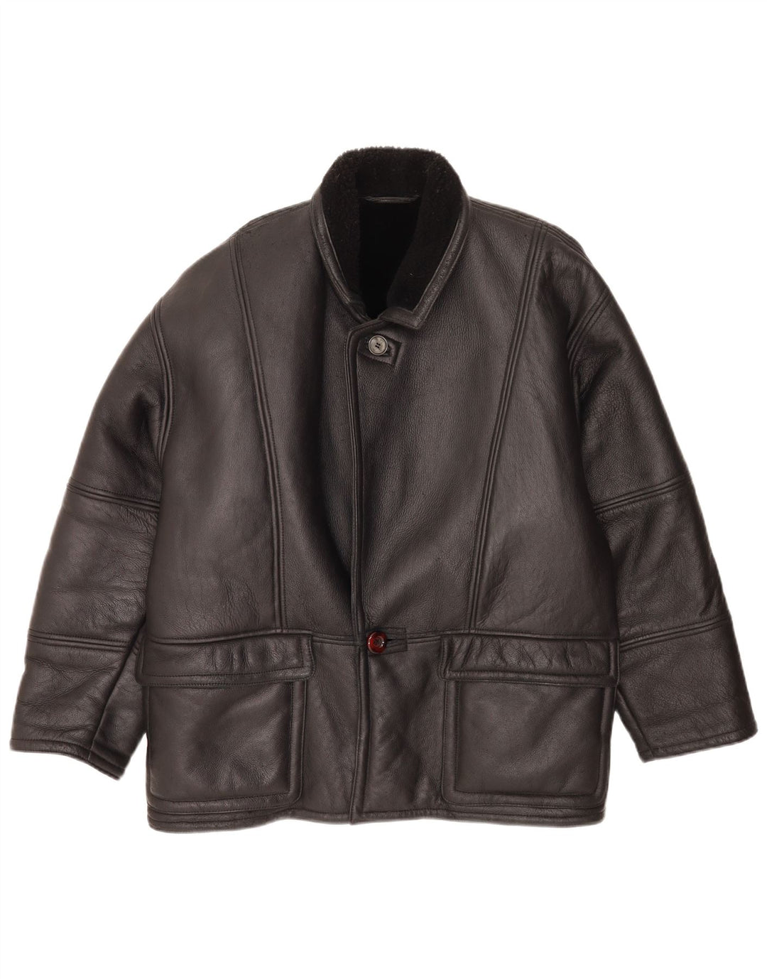 Giubbotto in shearling vintage da uomo IT 48 medio nero