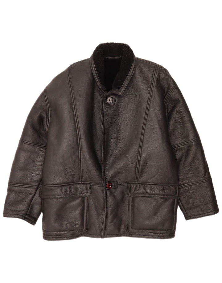 Giubbotto in shearling vintage da uomo IT 48 medio nero