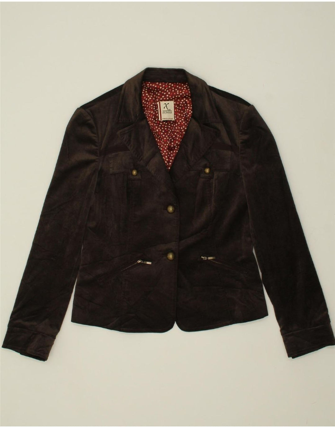 EXTESA Giacca Blazer a 2 Bottoni da Donna UK 12 Viscosa Marrone Medio