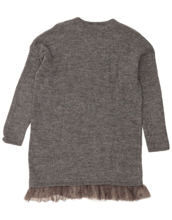 Abito maglione grafico da donna Benetton UK 12 Colorblock grigio medio