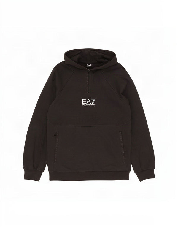 Maglione con cappuccio grafico da donna con zip e collo Emporio Armani UK 16 grande nero