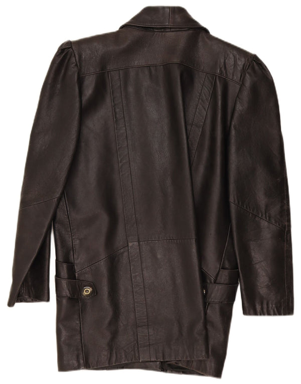 Giacca in pelle vintage da donna UK 14 Marrone medio