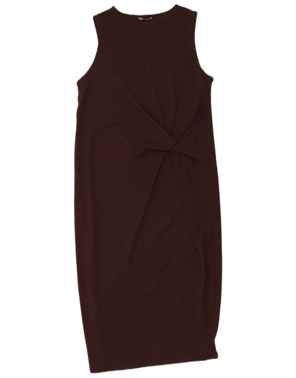 Abito basic senza maniche da donna Zara UK 10 piccolo marrone