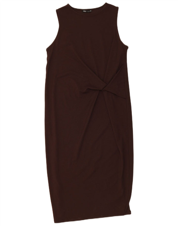 Abito basic senza maniche da donna Zara UK 10 piccolo marrone