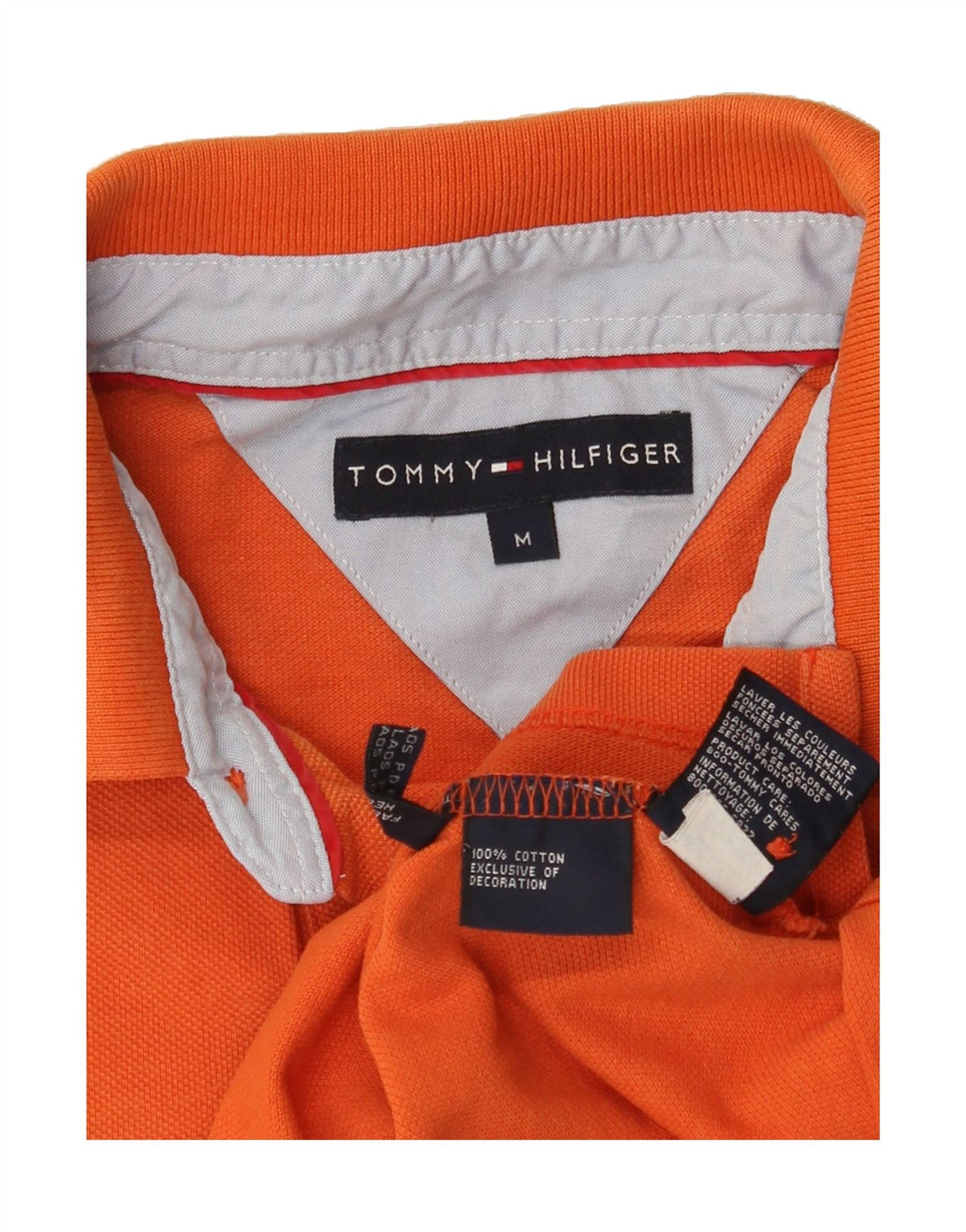 TOMMY HILFIGER Mens Polo Shirt Medium Orange Cotton Vintage Tommy Hilfiger and Second-Hand Tommy Hilfiger from Messina Hembry 