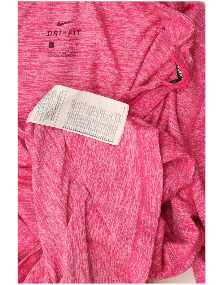 Top della tuta da ginnastica Nike da donna, pullover con zip e collo, UK 10, piccola, rosa, in poliestere