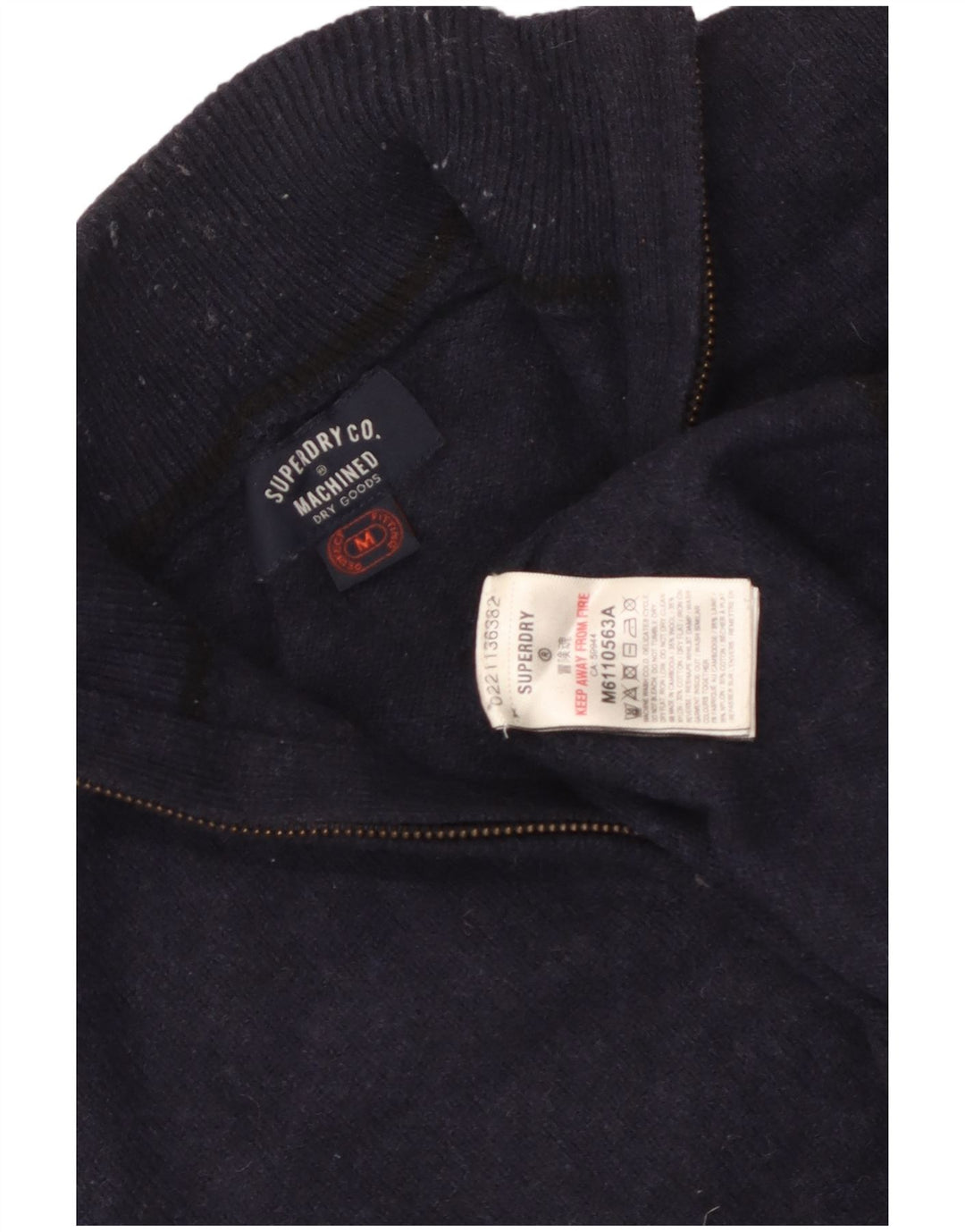 Maglione maglione da donna con collo con zip Superdry UK 14 lana blu navy media