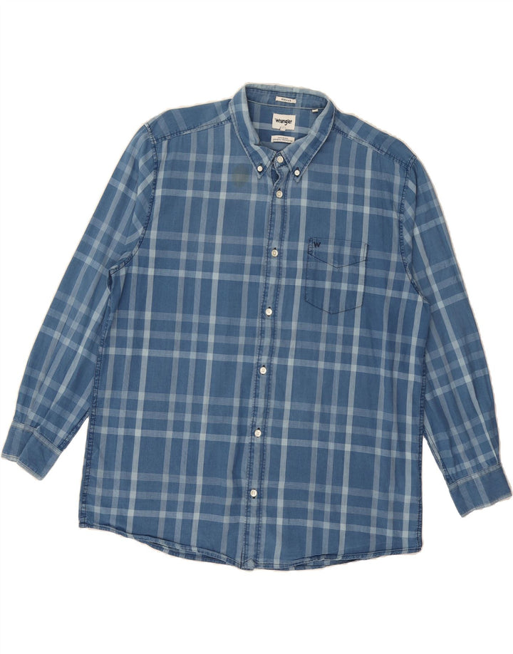 WRANGLER Mens Regular Fit Shirt XL Blue Check Cotton Vintage Wrangler and Second-Hand Wrangler from Messina Hembry 