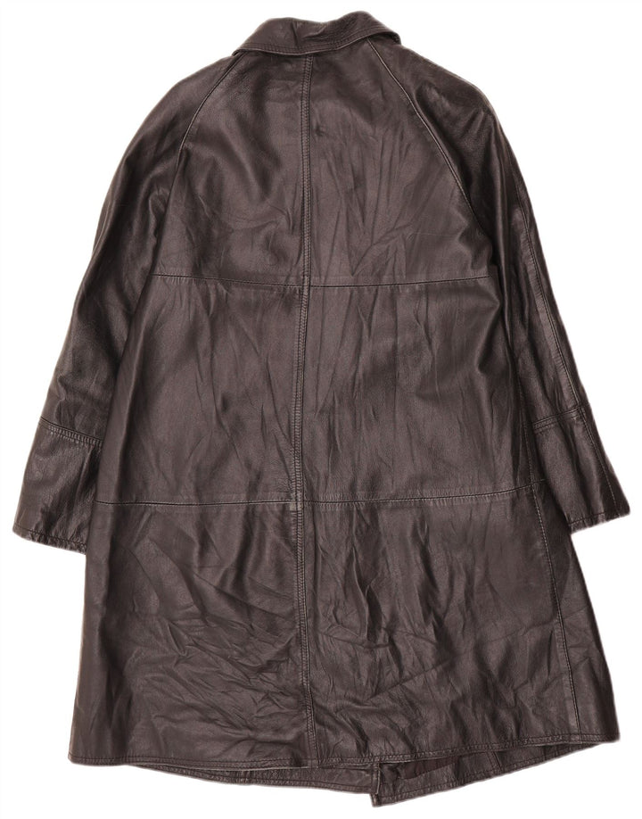 Cappotto in pelle vintage da donna IT 42 medio nero