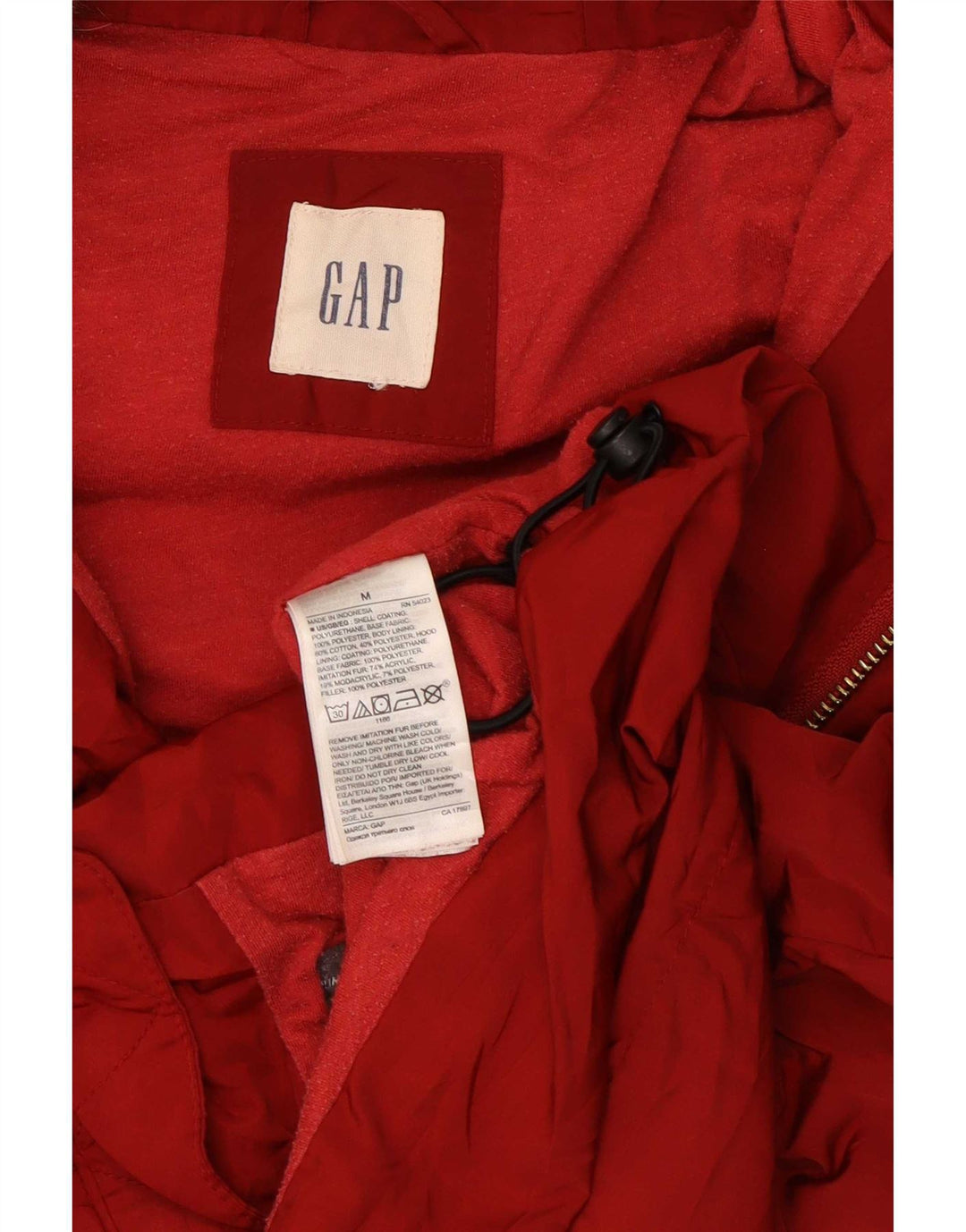 Gilet imbottito con cappuccio da donna Gap UK 14 medio rosso poliestere