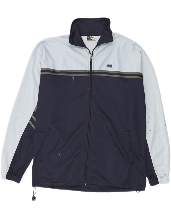 Giacca da ginnastica da uomo Asics, grande, in poliestere color block blu navy