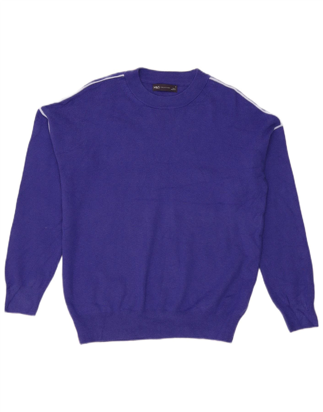 Maglione maglione girocollo da donna Marks & Spencer UK 14 Viscosa blu medio