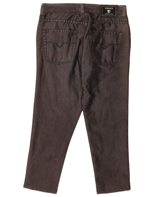Pantaloni casual affusolati da uomo Versace W29 L23 in cotone grigio