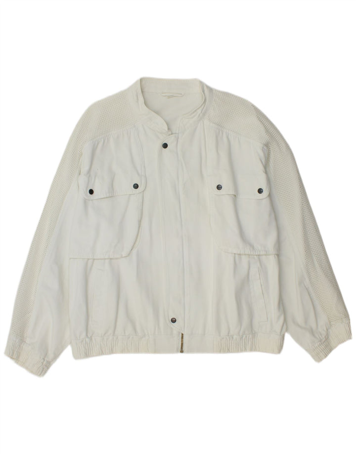 Giacca utility da uomo vintage UK 40 grande cotone bianco