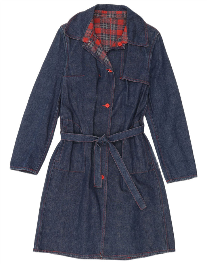 Cappotto in denim da donna VINTAGE UK 14 medio blu navy